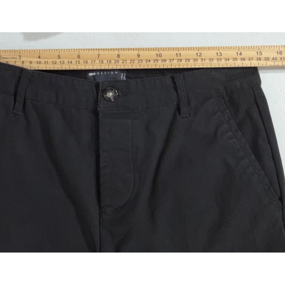 Asos Design Chino Pants 29x26 High Rise Black‎ Slim Tapered Cotton Stretch - Picture 5 of 10